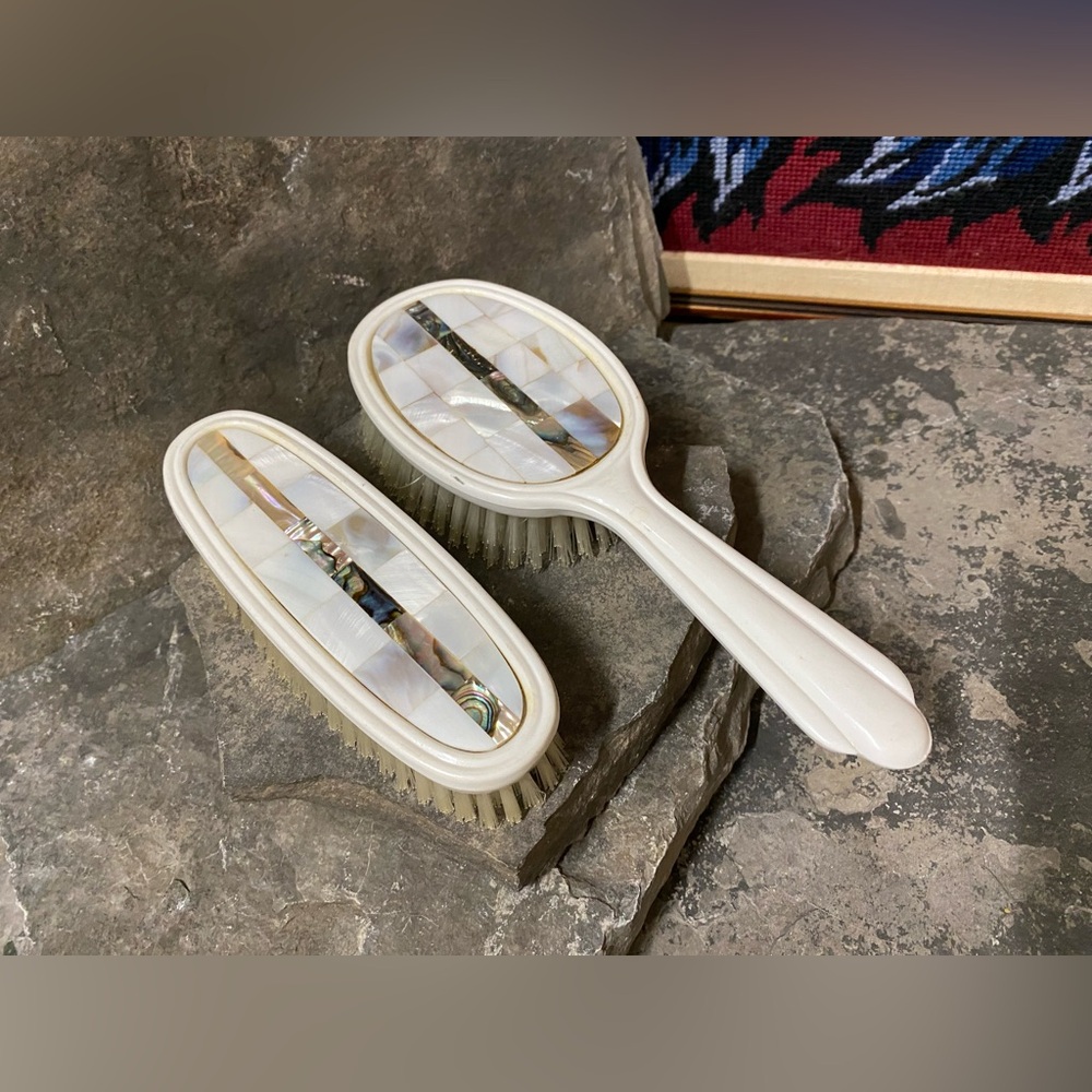 Elegant Mother of Pearl Hairbrush Set